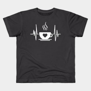 funny heartbeat coffee love coffee heart Kids T-Shirt